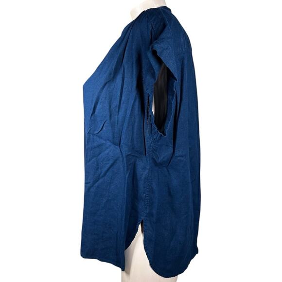 Nautica Womens Navy Blue Linen Blend Short Sleeve Button Up Camp Shirt Size L - Picture 7 of 12